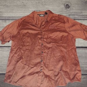 Harley-Davidson Women's Orange Button-Up Shirt